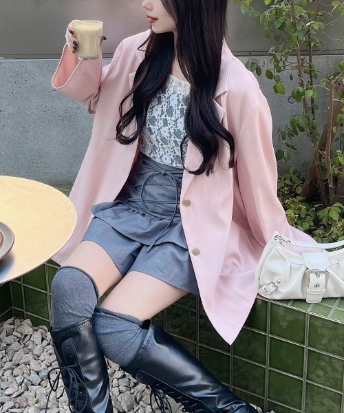 nemne store（ネンネストア）の「《Delfy》バックリボンジャケット セットアップ可能（テーラードジャケット・レディース・ブラック系/アイボリー/ライトグレー/ピンク系・SMALL/MEDIUM）」の10枚目の写真