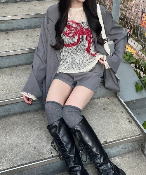 nemne store（ネンネストア）の「《Delfy》バックリボンジャケット セットアップ可能（テーラードジャケット・レディース・ブラック系/アイボリー/ライトグレー/ピンク系・SMALL/MEDIUM）」の15枚目の写真