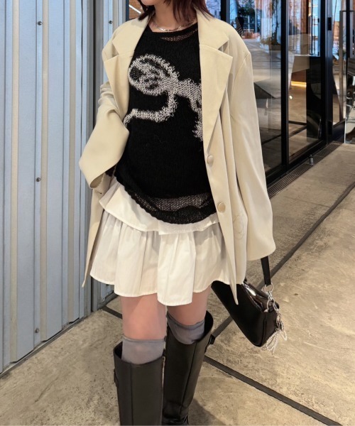 nemne store（ネンネストア）の「《Delfy》バックリボンジャケット セットアップ可能（テーラードジャケット・レディース・ブラック系/アイボリー/ライトグレー/ピンク系・SMALL/MEDIUM）」の6枚目の写真