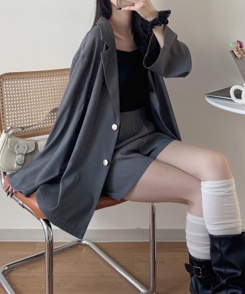 nemne store（ネンネストア）の「《Delfy》バックリボンジャケット セットアップ可能（テーラードジャケット・レディース・ブラック系/アイボリー/ライトグレー/ピンク系・SMALL/MEDIUM）」の14枚目の写真