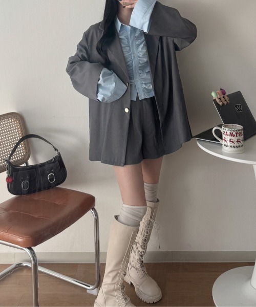 nemne store（ネンネストア）の「《Delfy》バックリボンジャケット セットアップ可能（テーラードジャケット・レディース・ブラック系/アイボリー/ライトグレー/ピンク系・SMALL/MEDIUM）」の13枚目の写真