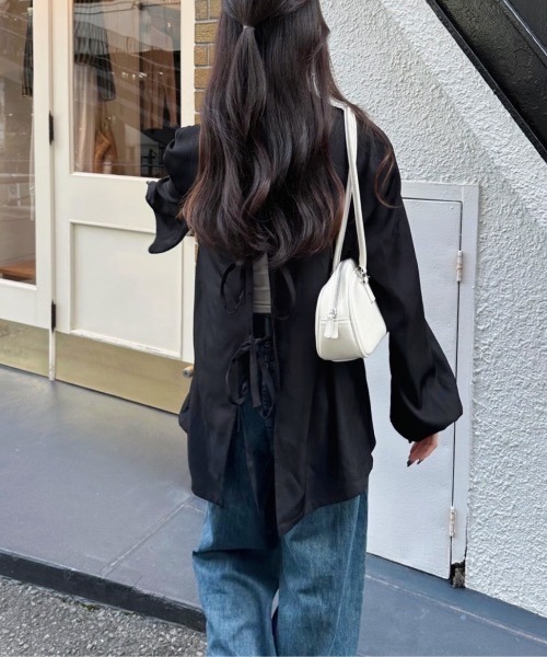 nemne store（ネンネストア）の「《Delfy》バックリボンジャケット セットアップ可能（テーラードジャケット・レディース・ブラック系/アイボリー/ライトグレー/ピンク系・SMALL/MEDIUM）」の18枚目の写真