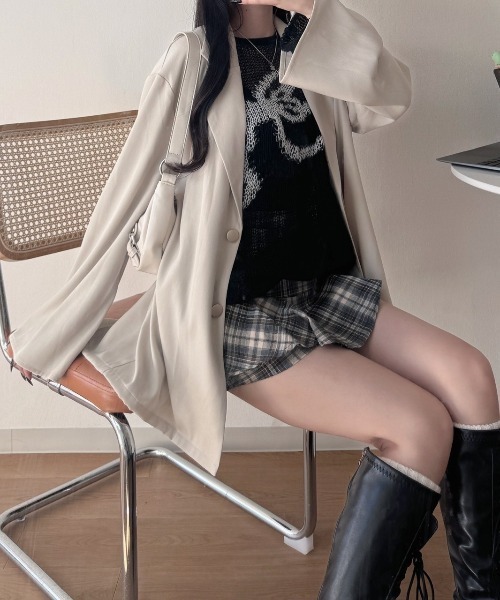 nemne store（ネンネストア）の「《Delfy》バックリボンジャケット セットアップ可能（テーラードジャケット・レディース・ブラック系/アイボリー/ライトグレー/ピンク系・SMALL/MEDIUM）」の7枚目の写真