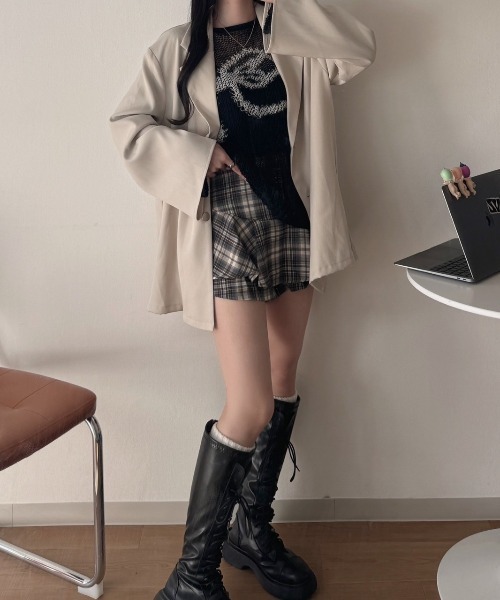 nemne store（ネンネストア）の「《Delfy》バックリボンジャケット セットアップ可能（テーラードジャケット・レディース・ブラック系/アイボリー/ライトグレー/ピンク系・SMALL/MEDIUM）」の8枚目の写真