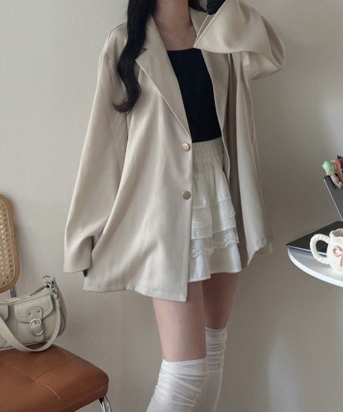 nemne store（ネンネストア）の「《Delfy》バックリボンジャケット セットアップ可能（テーラードジャケット・レディース・ブラック系/アイボリー/ライトグレー/ピンク系・SMALL/MEDIUM）」の9枚目の写真