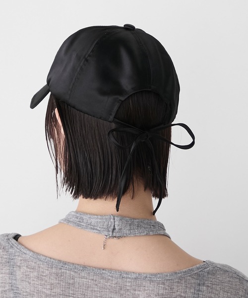 セール】【forksy.】バックリボンサテンキャップ（キャップ