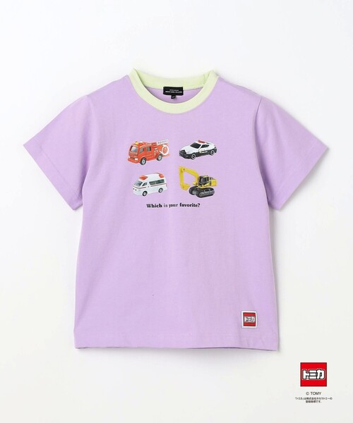green label relaxing(グリーンレーベルリラクシング)の「【別注】<TOMICA>リンガー Tシャツ / キッズ 100cm-120cm(Tシャツ/カットソー・キッズ・ネイビー/ライラック/ナチュラル・100cm/110cm/120cm)」の1枚目の写真