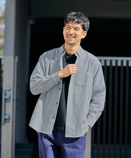 FOUND GOOD（ファウンドグッド）の「シアサッカーシャツ（シャツ/ブラウス・メンズ・グレー系/レッド系/ブラック/ブルー系/グレー系1・M/S/XL/L）」の9枚目の写真