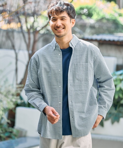 FOUND GOOD（ファウンドグッド）の「シアサッカーシャツ（シャツ/ブラウス・メンズ・グレー系/レッド系/ブラック/ブルー系/グレー系1・M/S/XL/L）」の10枚目の写真