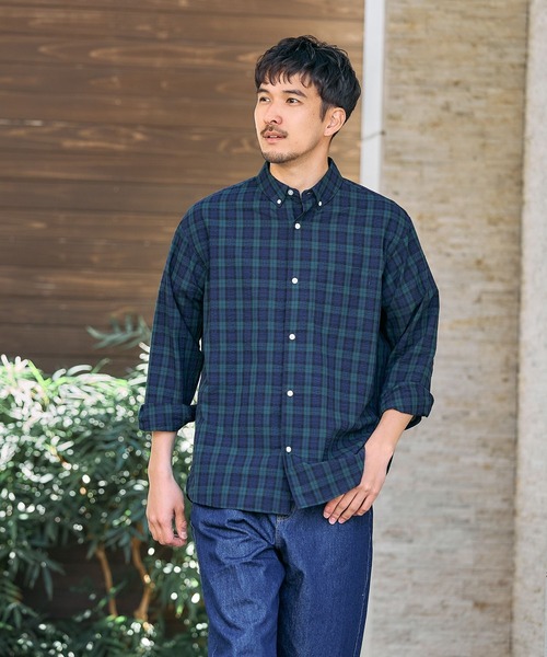 FOUND GOOD（ファウンドグッド）の「シアサッカーシャツ（シャツ/ブラウス・メンズ・グレー系/レッド系/ブラック/ブルー系/グレー系1・M/S/XL/L）」の16枚目の写真