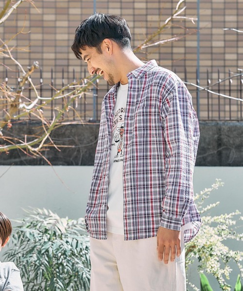 FOUND GOOD（ファウンドグッド）の「シアサッカーシャツ（シャツ/ブラウス・メンズ・グレー系/レッド系/ブラック/ブルー系/グレー系1・M/S/XL/L）」の21枚目の写真