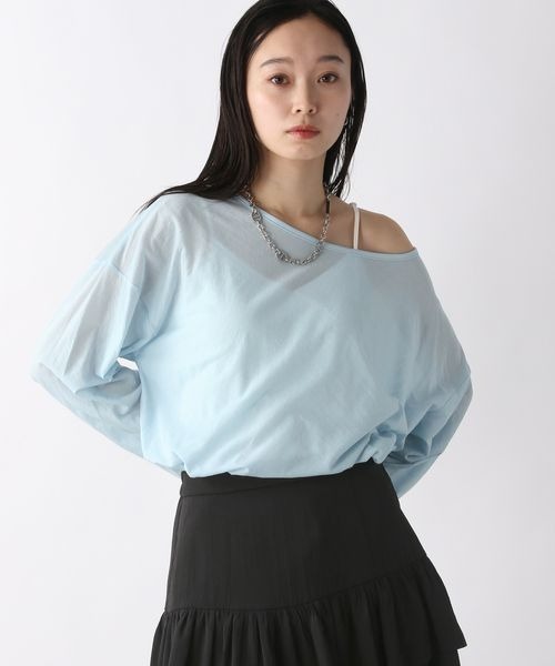 JEANASIS（ジーナシス）の「シアーテンジクロンTEE/414168（Tシャツ/カットソー・レディース・ホワイト/ライトブルー/ブラック・FREE）」の3枚目の写真