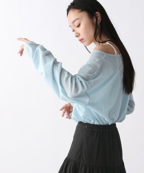 JEANASIS（ジーナシス）の「シアーテンジクロンTEE/414168（Tシャツ/カットソー・レディース・ホワイト/ライトブルー/ブラック・FREE）」の13枚目の写真