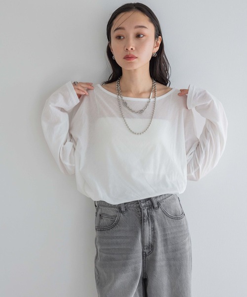 JEANASIS（ジーナシス）の「シアーテンジクロンTEE/414168（Tシャツ/カットソー・レディース・ホワイト/ライトブルー/ブラック・FREE）」の21枚目の写真