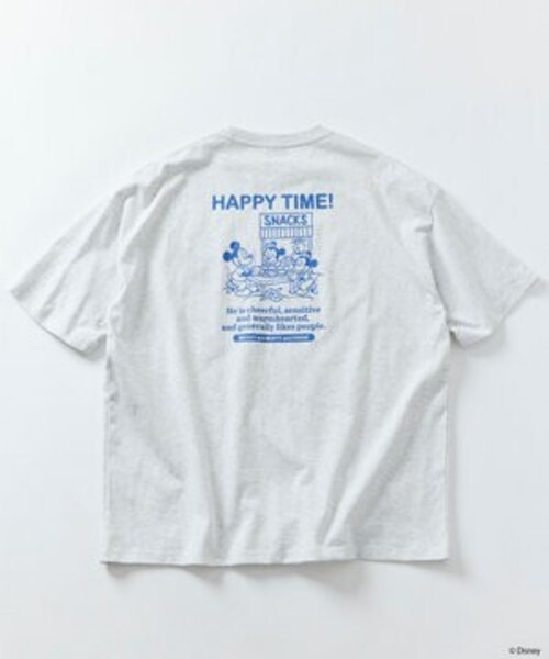FREAK'S STORE(フリークスストア)の「限定展開/DISNEY ディズニー/ミッキーマウス/ 別注 ビッグシルエット バックプリントTシャツ/HAPPY TIME(Tシャツ/カットソー・メンズ・アッシュグレー/スミクロ/ホワイト/ピンク・SMALL/MEDIUM/LARGE)」の3枚目の写真