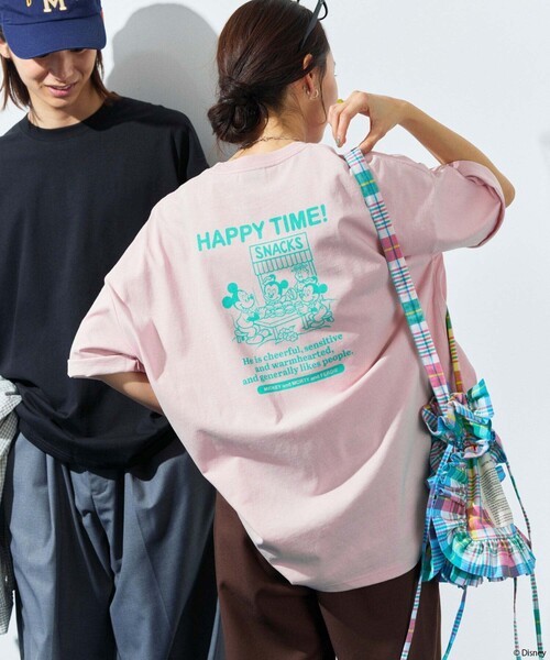 FREAK'S STORE(フリークスストア)の「限定展開/DISNEY ディズニー/ミッキーマウス/ 別注 ビッグシルエット バックプリントTシャツ/HAPPY TIME(Tシャツ/カットソー・メンズ・アッシュグレー/スミクロ/ホワイト/ピンク・SMALL/MEDIUM/LARGE)」の12枚目の写真