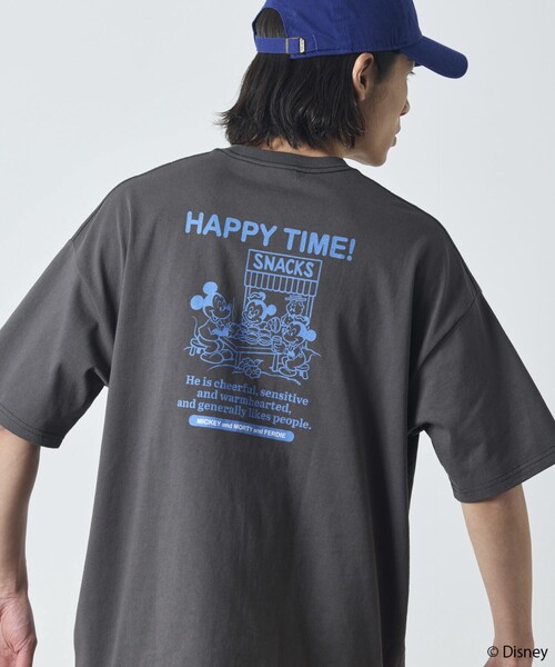 FREAK'S STORE(フリークスストア)の「限定展開/DISNEY ディズニー/ミッキーマウス/ 別注 ビッグシルエット バックプリントTシャツ/HAPPY TIME(Tシャツ/カットソー・メンズ・アッシュグレー/スミクロ/ホワイト/ピンク・SMALL/MEDIUM/LARGE)」の22枚目の写真