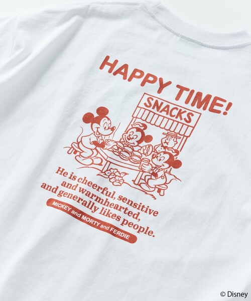 FREAK'S STORE(フリークスストア)の「限定展開/DISNEY ディズニー/ミッキーマウス/ 別注 ビッグシルエット バックプリントTシャツ/HAPPY TIME(Tシャツ/カットソー・メンズ・アッシュグレー/スミクロ/ホワイト/ピンク・SMALL/MEDIUM/LARGE)」の6枚目の写真