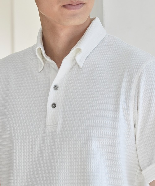 UNION STATION(ユニオンステーション)の「カットサッカースキッパーポロシャツ(Tシャツ/カットソー・メンズ・ネイビー/ホワイト/ピンク・M/L/LL)」の6枚目の写真