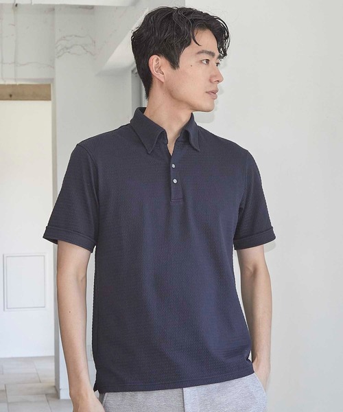UNION STATION(ユニオンステーション)の「カットサッカースキッパーポロシャツ(Tシャツ/カットソー・メンズ・ネイビー/ホワイト/ピンク・M/L/LL)」の8枚目の写真