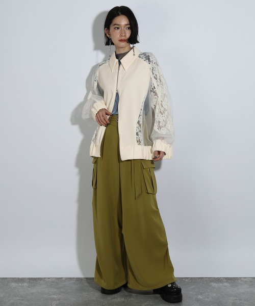 HARE(ハレ)の「レースウェーブキリカエブルゾン(HARE)(ブルゾン・レディース・ブラック/ホワイト・FREE)」の21枚目の写真