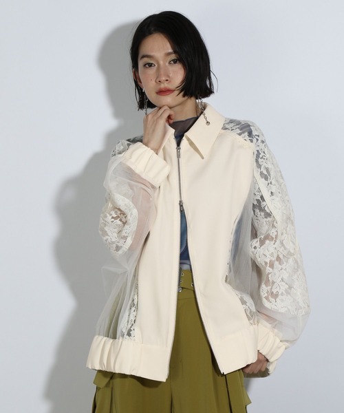 HARE(ハレ)の「レースウェーブキリカエブルゾン(HARE)(ブルゾン・レディース・ブラック/ホワイト・FREE)」の13枚目の写真