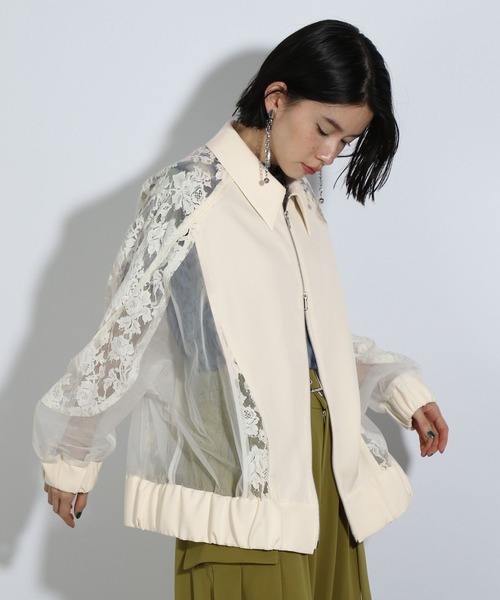 HARE(ハレ)の「レースウェーブキリカエブルゾン(HARE)(ブルゾン・レディース・ブラック/ホワイト・FREE)」の12枚目の写真