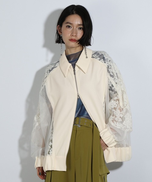 HARE(ハレ)の「レースウェーブキリカエブルゾン(HARE)(ブルゾン・レディース・ブラック/ホワイト・FREE)」の11枚目の写真