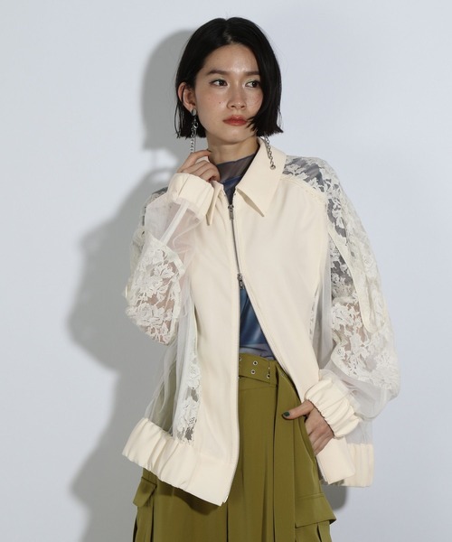 HARE(ハレ)の「レースウェーブキリカエブルゾン(HARE)(ブルゾン・レディース・ブラック/ホワイト・FREE)」の10枚目の写真