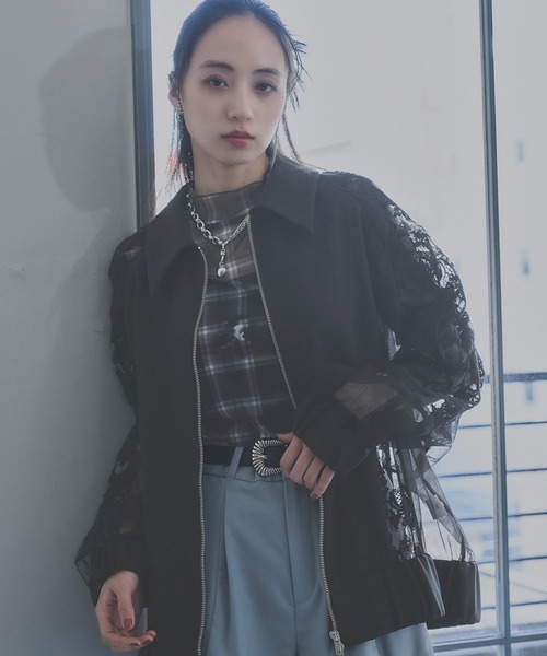 HARE(ハレ)の「レースウェーブキリカエブルゾン(HARE)(ブルゾン・レディース・ブラック/ホワイト・FREE)」の8枚目の写真