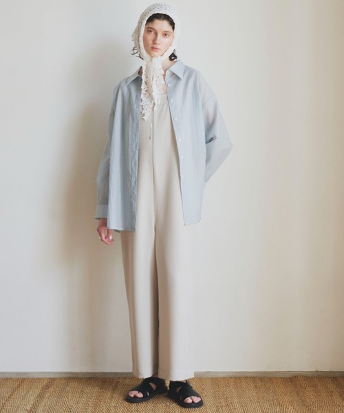 Doux archives（ドゥアルシーヴ）の「シアーストライプカシュクールシャツ（シャツ/ブラウス・レディース・ピンク/オフホワイト/ブルー・FREE）」の4枚目の写真