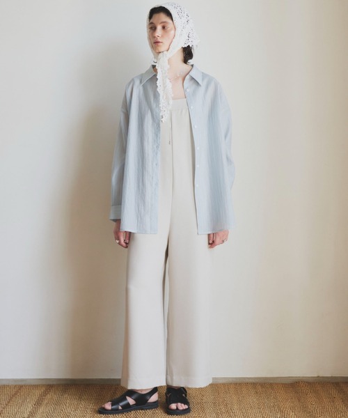 Doux archives（ドゥアルシーヴ）の「シアーストライプカシュクールシャツ（シャツ/ブラウス・レディース・ピンク/オフホワイト/ブルー・FREE）」の5枚目の写真