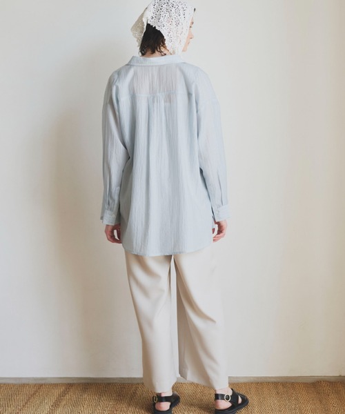 Doux archives（ドゥアルシーヴ）の「シアーストライプカシュクールシャツ（シャツ/ブラウス・レディース・ピンク/オフホワイト/ブルー・FREE）」の8枚目の写真