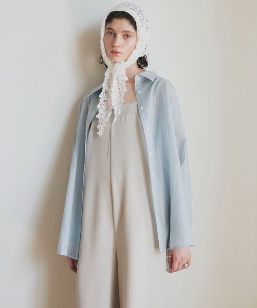 Doux archives（ドゥアルシーヴ）の「シアーストライプカシュクールシャツ（シャツ/ブラウス・レディース・ピンク/オフホワイト/ブルー・FREE）」の11枚目の写真