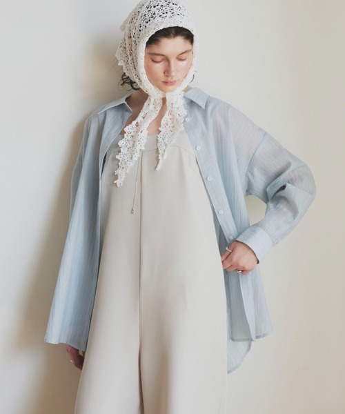 Doux archives（ドゥアルシーヴ）の「シアーストライプカシュクールシャツ（シャツ/ブラウス・レディース・ピンク/オフホワイト/ブルー・FREE）」の12枚目の写真