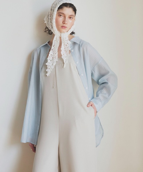 Doux archives（ドゥアルシーヴ）の「シアーストライプカシュクールシャツ（シャツ/ブラウス・レディース・ピンク/オフホワイト/ブルー・FREE）」の13枚目の写真