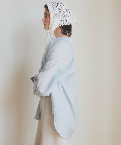 Doux archives（ドゥアルシーヴ）の「シアーストライプカシュクールシャツ（シャツ/ブラウス・レディース・ピンク/オフホワイト/ブルー・FREE）」の15枚目の写真