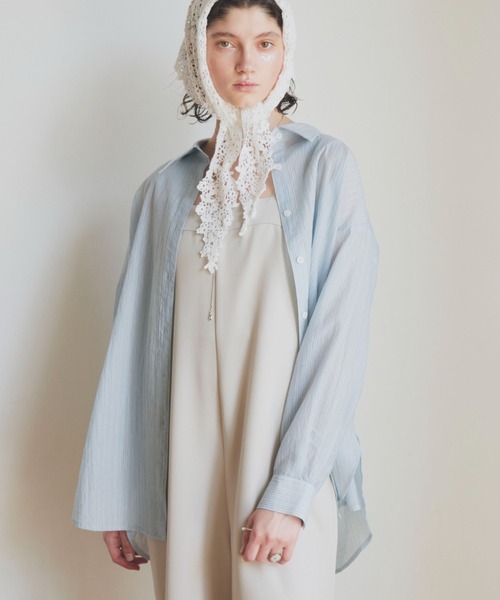 Doux archives（ドゥアルシーヴ）の「シアーストライプカシュクールシャツ（シャツ/ブラウス・レディース・ピンク/オフホワイト/ブルー・FREE）」の16枚目の写真