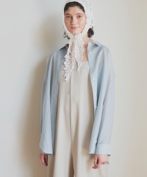 Doux archives（ドゥアルシーヴ）の「シアーストライプカシュクールシャツ（シャツ/ブラウス・レディース・ピンク/オフホワイト/ブルー・FREE）」の17枚目の写真