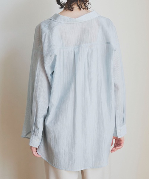 Doux archives（ドゥアルシーヴ）の「シアーストライプカシュクールシャツ（シャツ/ブラウス・レディース・ピンク/オフホワイト/ブルー・FREE）」の18枚目の写真