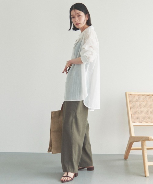 Doux archives（ドゥアルシーヴ）の「シアーストライプカシュクールシャツ（シャツ/ブラウス・レディース・ピンク/オフホワイト/ブルー・FREE）」の22枚目の写真