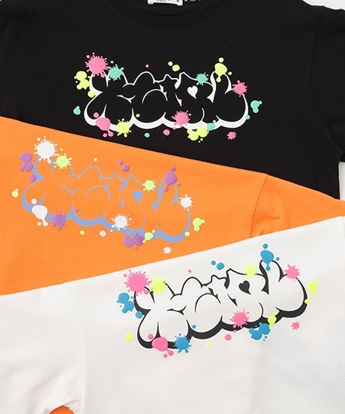 X-girl Stages（エックスガールステージス）の「グラフィティロゴペイント半袖Tシャツ（Tシャツ/カットソー・キッズ・オフホワイト/ブラック/オレンジ・140cm/120cm/130cm/90cm/100cm/110cm）」の9枚目の写真