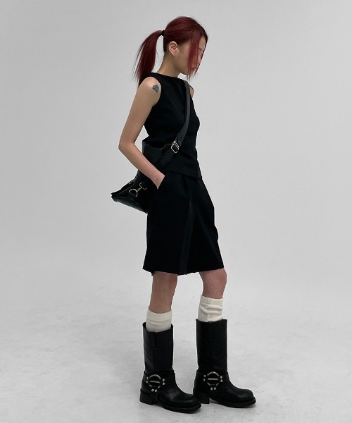 BLACKUP（ブラックアップ）の「[MADE] ドミニクワンタックバミューダスラックス（スラックス・レディース・ブラック/チャコール・SMALL/MEDIUM/LARGE）」の14枚目の写真