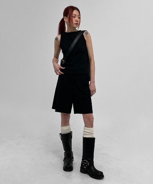 BLACKUP（ブラックアップ）の「[MADE] ドミニクワンタックバミューダスラックス（スラックス・レディース・ブラック/チャコール・SMALL/MEDIUM/LARGE）」の13枚目の写真