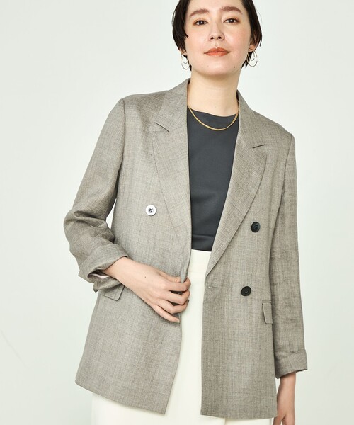 NOLLEY’S（ノーリーズ）の「ウォッシャブルラミーシャンブレーダブルジャケット（テーラードジャケット・レディース・ブラウン/グレイッシュベージュ・36/38）」の12枚目の写真