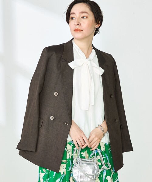 NOLLEY’S（ノーリーズ）の「ウォッシャブルラミーシャンブレーダブルジャケット（テーラードジャケット・レディース・ブラウン/グレイッシュベージュ・36/38）」の17枚目の写真