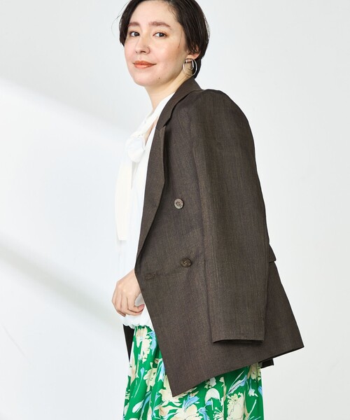 NOLLEY’S（ノーリーズ）の「ウォッシャブルラミーシャンブレーダブルジャケット（テーラードジャケット・レディース・ブラウン/グレイッシュベージュ・36/38）」の18枚目の写真