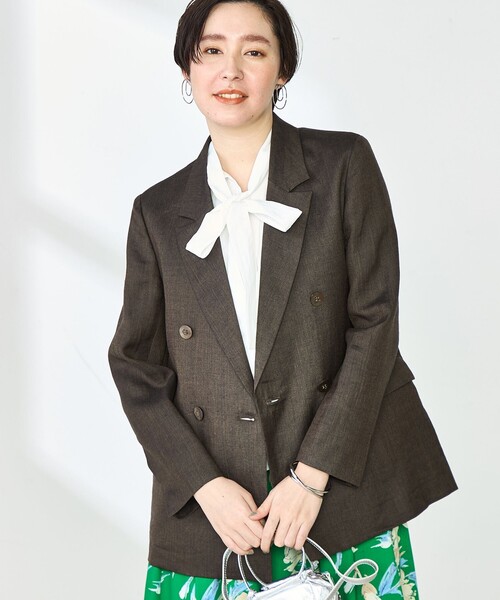 NOLLEY’S（ノーリーズ）の「ウォッシャブルラミーシャンブレーダブルジャケット（テーラードジャケット・レディース・ブラウン/グレイッシュベージュ・36/38）」の19枚目の写真