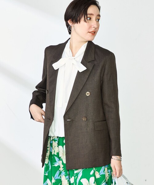 NOLLEY’S（ノーリーズ）の「ウォッシャブルラミーシャンブレーダブルジャケット（テーラードジャケット・レディース・ブラウン/グレイッシュベージュ・36/38）」の20枚目の写真