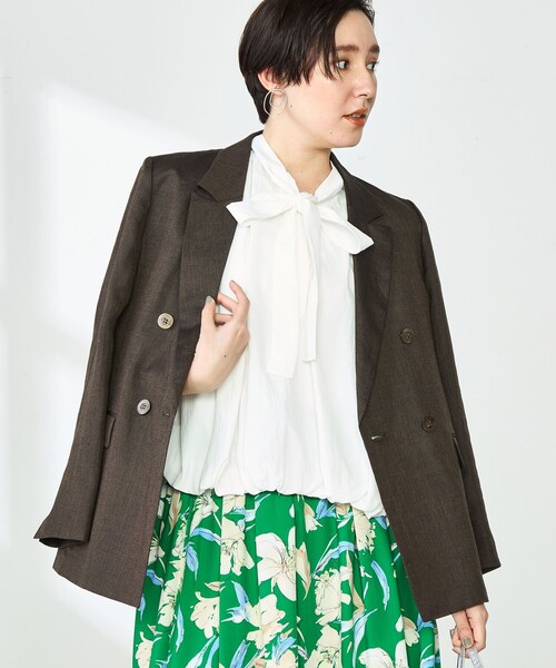 NOLLEY’S（ノーリーズ）の「ウォッシャブルラミーシャンブレーダブルジャケット（テーラードジャケット・レディース・ブラウン/グレイッシュベージュ・36/38）」の22枚目の写真